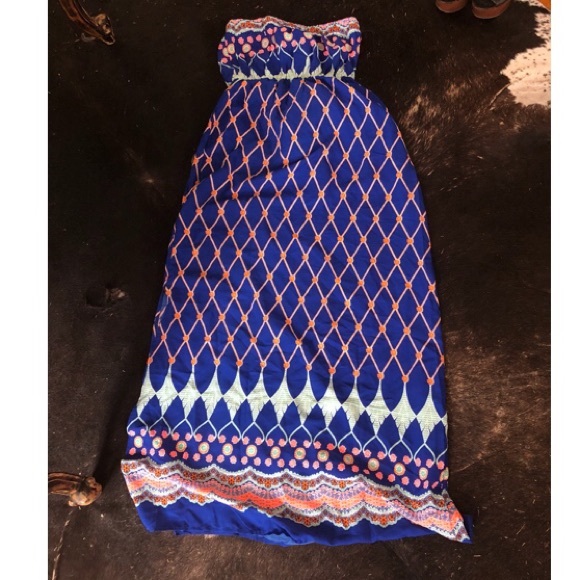 Colorful Strapless Maxi Dress - Picture 4 of 4